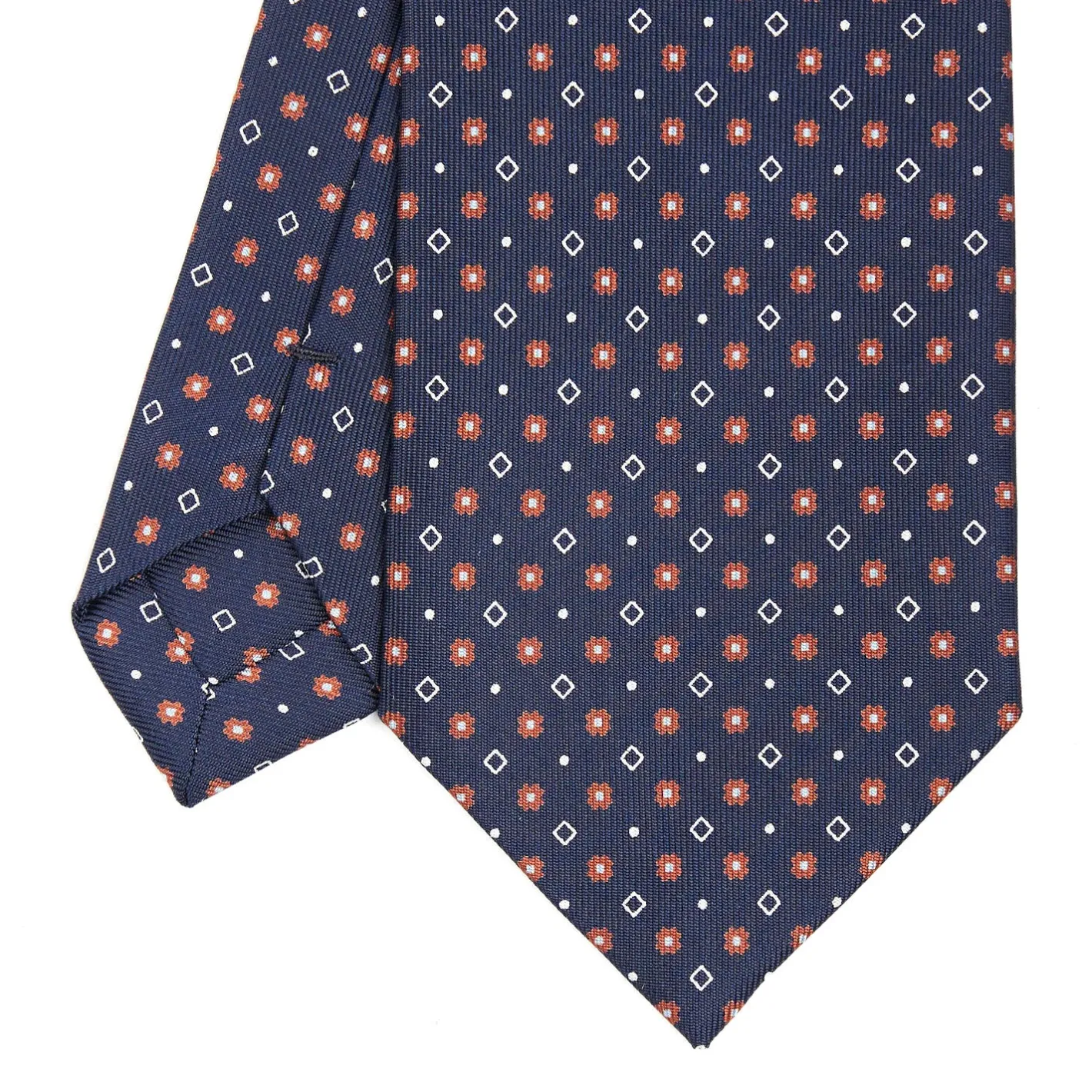 E.Marinella CRAVATTA SARTORIALE CLASSICA IN SETA BLU SCURO Microfantasia fiore Online