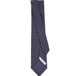 E.Marinella CRAVATTA SARTORIALE CLASSICA IN SETA BLU SCURO Microfantasia fiore Online