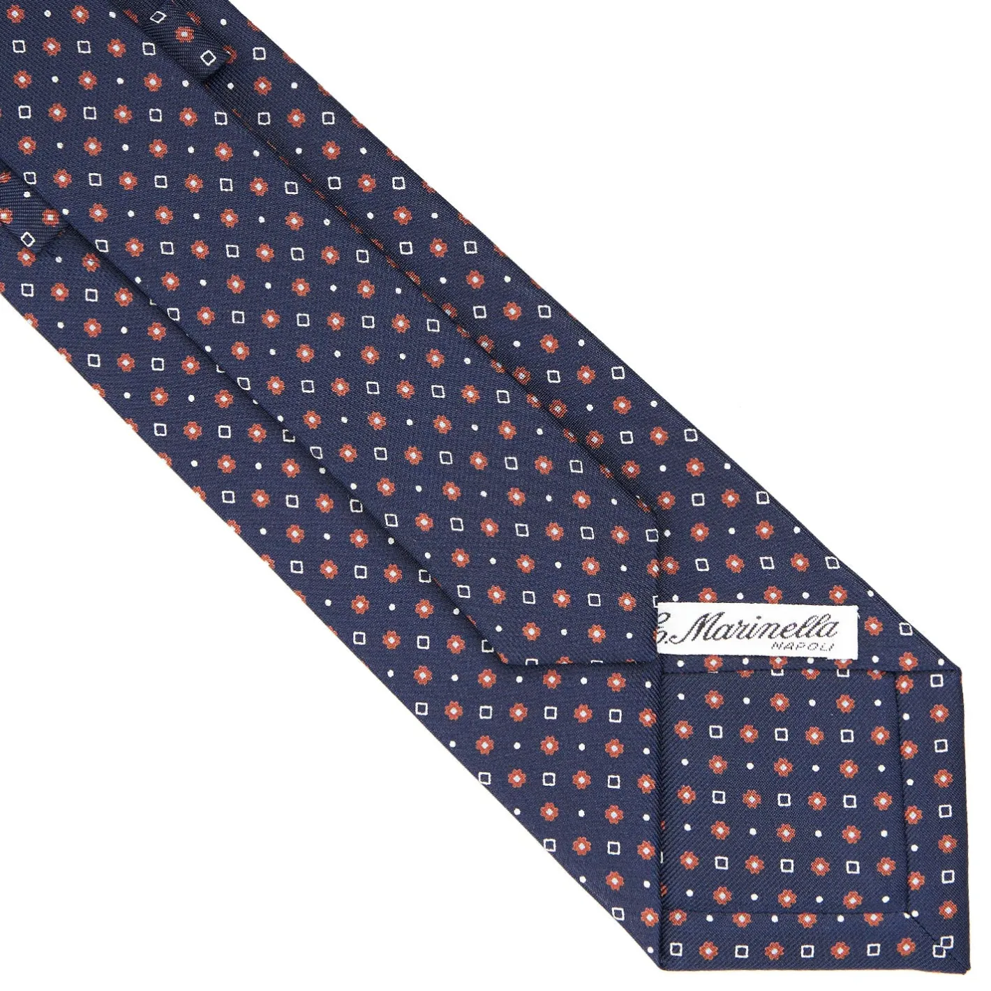 E.Marinella CRAVATTA SARTORIALE CLASSICA IN SETA BLU SCURO Microfantasia fiore Online