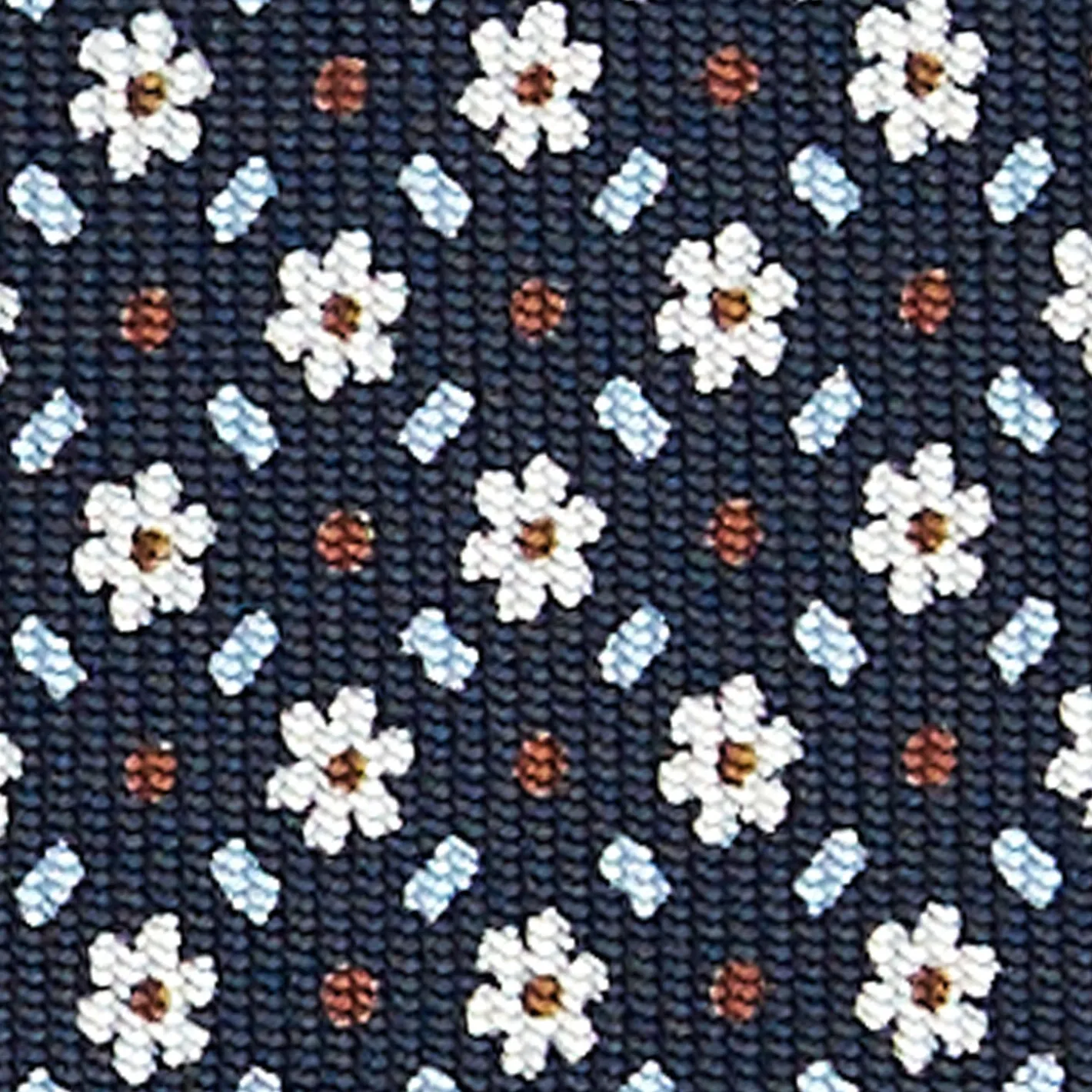 E.Marinella CRAVATTA SARTORIALE CLASSICA IN SETA BLU SCURO Microfantasia fiore