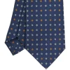 E.Marinella CRAVATTA SARTORIALE CLASSICA IN SETA BLU Microfantasia fiore Sale