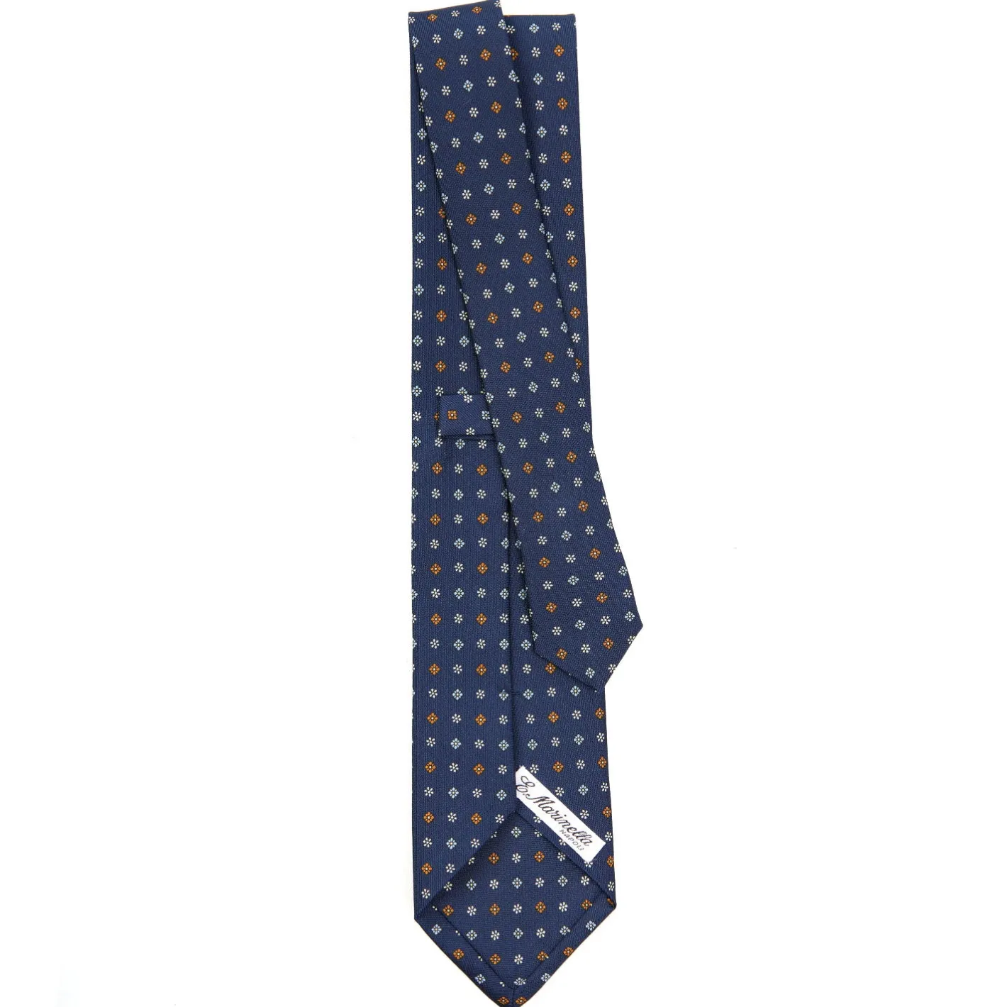 E.Marinella CRAVATTA SARTORIALE CLASSICA IN SETA BLU Microfantasia fiore Sale