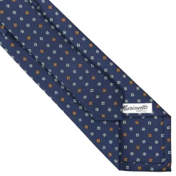 E.Marinella CRAVATTA SARTORIALE CLASSICA IN SETA BLU Microfantasia fiore Sale