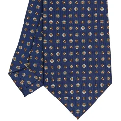 E.Marinella CRAVATTA SARTORIALE CLASSICA IN SETA BLU Microfantasia fiore