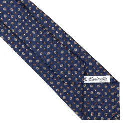 E.Marinella CRAVATTA SARTORIALE CLASSICA IN SETA BLU Microfantasia fiore