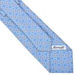 E.Marinella CRAVATTA SARTORIALE CLASSICA IN SETA AZZURRA Microfantasia fiore Discount