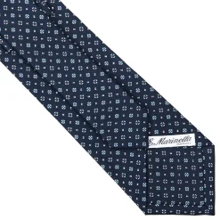 E.Marinella CRAVATTA SARTORIALE CLASSICA IN SETA BLU SCURO Microfantasia fiore New