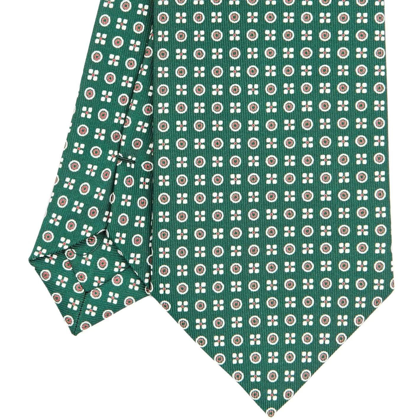 E.Marinella CRAVATTA SARTORIALE CLASSICA IN SETA VERDE SCURO Microfantasia fiore Sale