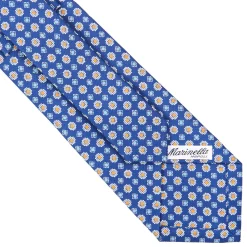 E.Marinella CRAVATTA SARTORIALE CLASSICA IN SETA BLU Microfantasia fiore Clearance