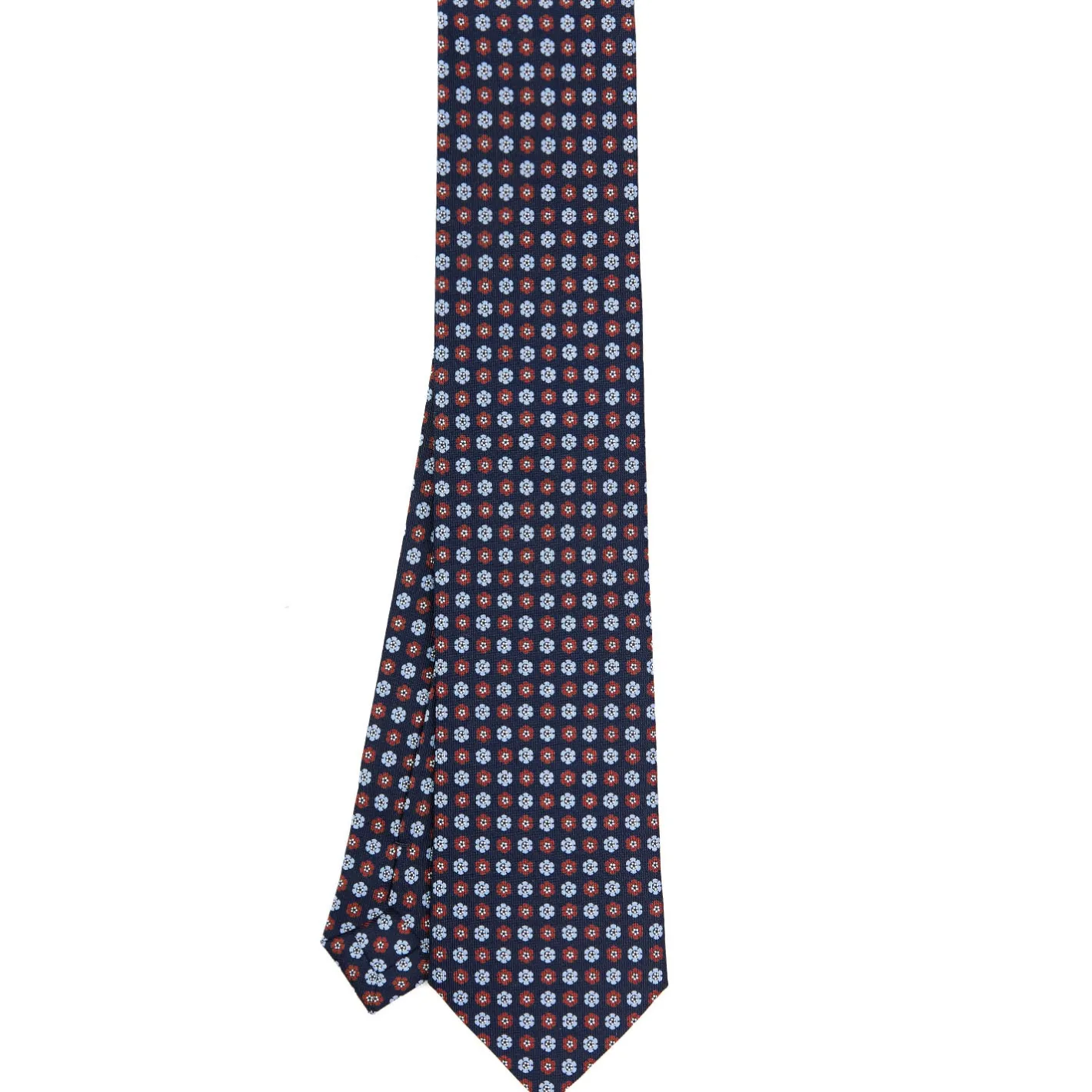 E.Marinella CRAVATTA SARTORIALE CLASSICA IN SETA BLU SCURO Microfantasia fiore Clearance