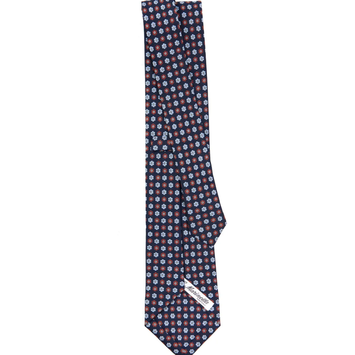 E.Marinella CRAVATTA SARTORIALE CLASSICA IN SETA BLU SCURO Microfantasia fiore Clearance