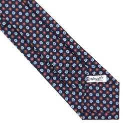 E.Marinella CRAVATTA SARTORIALE CLASSICA IN SETA BLU SCURO Microfantasia fiore Clearance