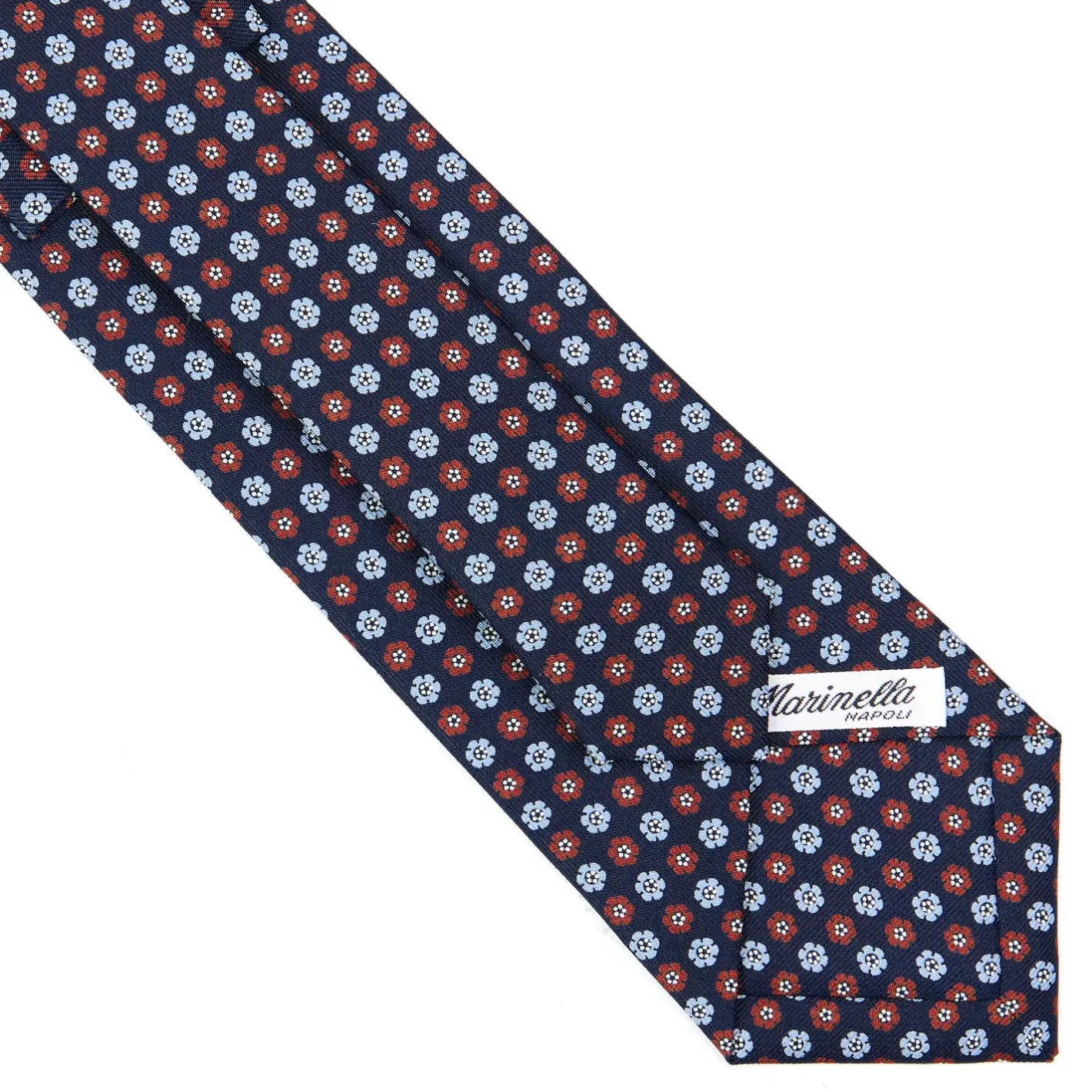 E.Marinella CRAVATTA SARTORIALE CLASSICA IN SETA BLU SCURO Microfantasia fiore Clearance