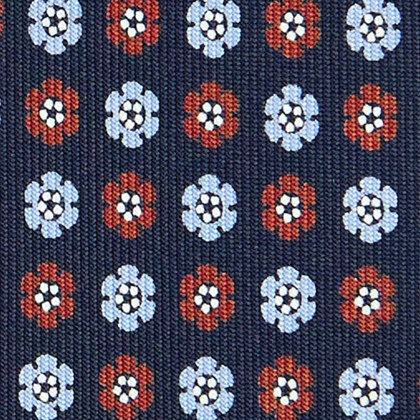 E.Marinella CRAVATTA SARTORIALE CLASSICA IN SETA BLU SCURO Microfantasia fiore Clearance