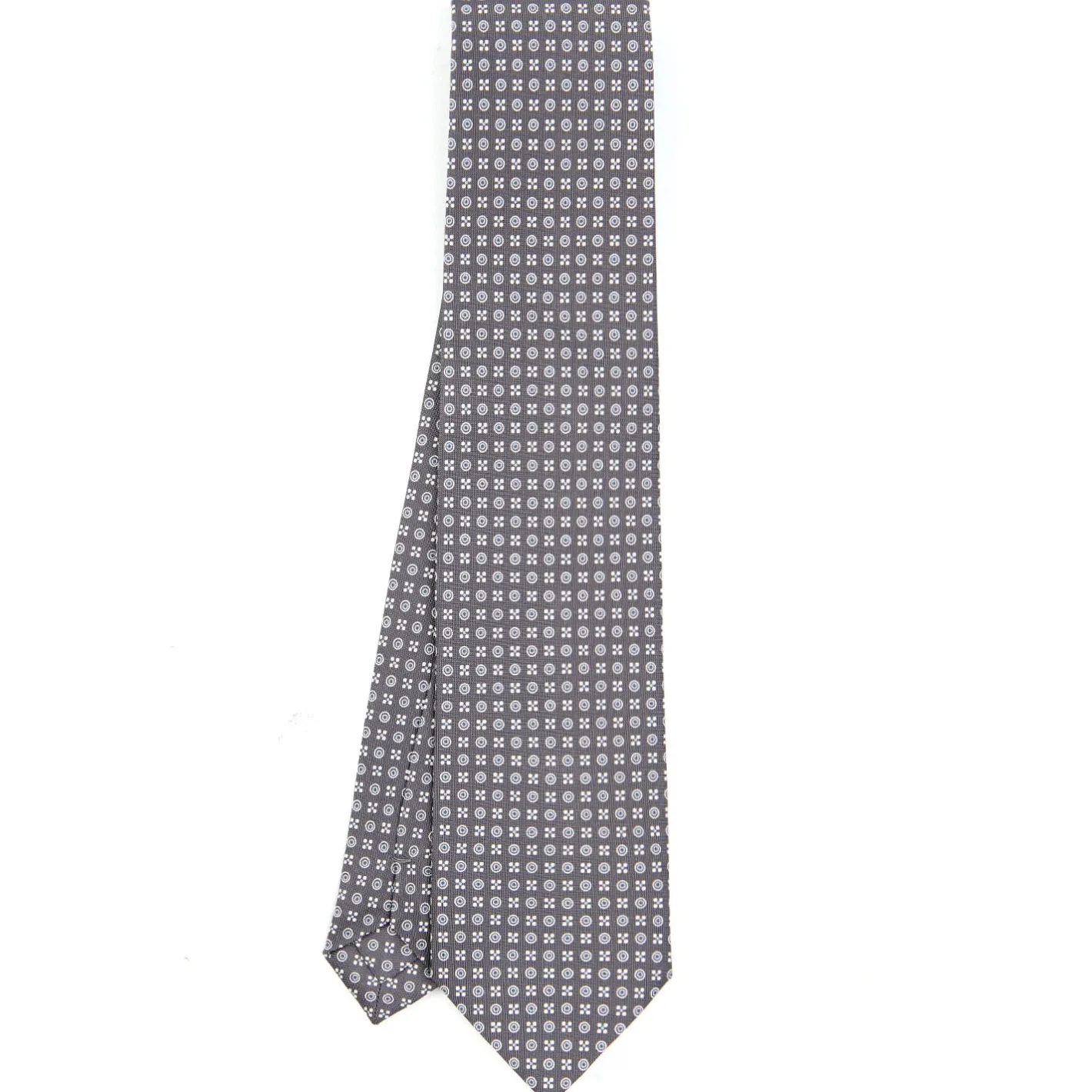 E.Marinella CRAVATTA SARTORIALE CLASSICA IN SETA GRIGIO SCURO Microfantasia fiore Outlet