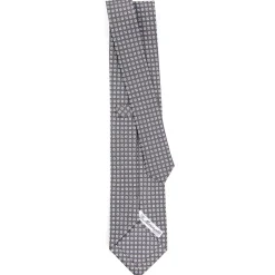 E.Marinella CRAVATTA SARTORIALE CLASSICA IN SETA GRIGIO SCURO Microfantasia fiore Outlet
