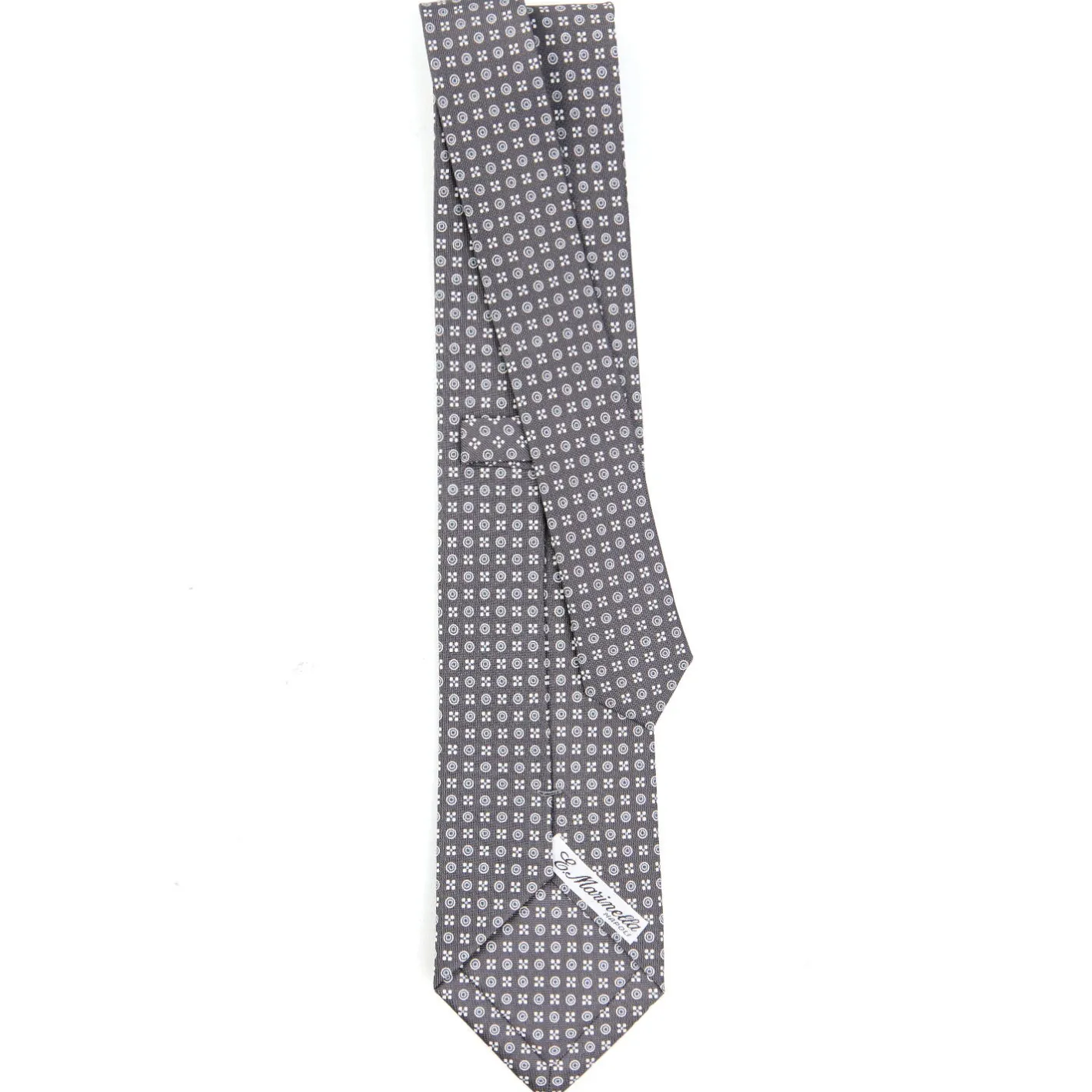 E.Marinella CRAVATTA SARTORIALE CLASSICA IN SETA GRIGIO SCURO Microfantasia fiore Outlet