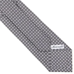 E.Marinella CRAVATTA SARTORIALE CLASSICA IN SETA GRIGIO SCURO Microfantasia fiore Outlet
