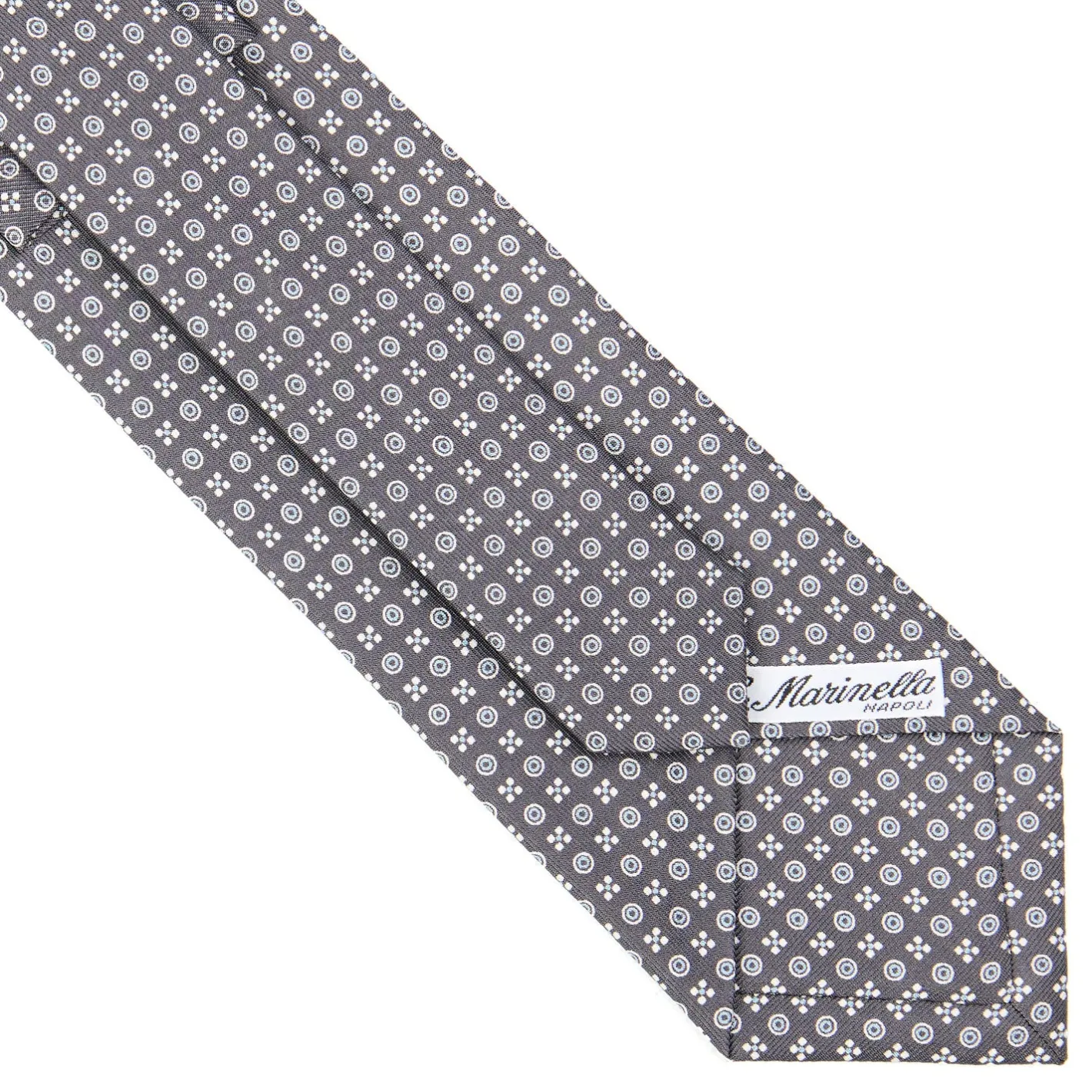 E.Marinella CRAVATTA SARTORIALE CLASSICA IN SETA GRIGIO SCURO Microfantasia fiore Outlet