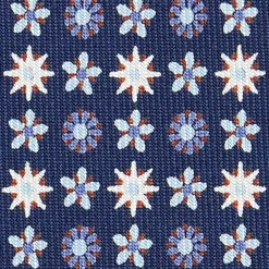 E.Marinella CRAVATTA SARTORIALE CLASSICA IN SETA BLU SCURO Microfantasia fiore