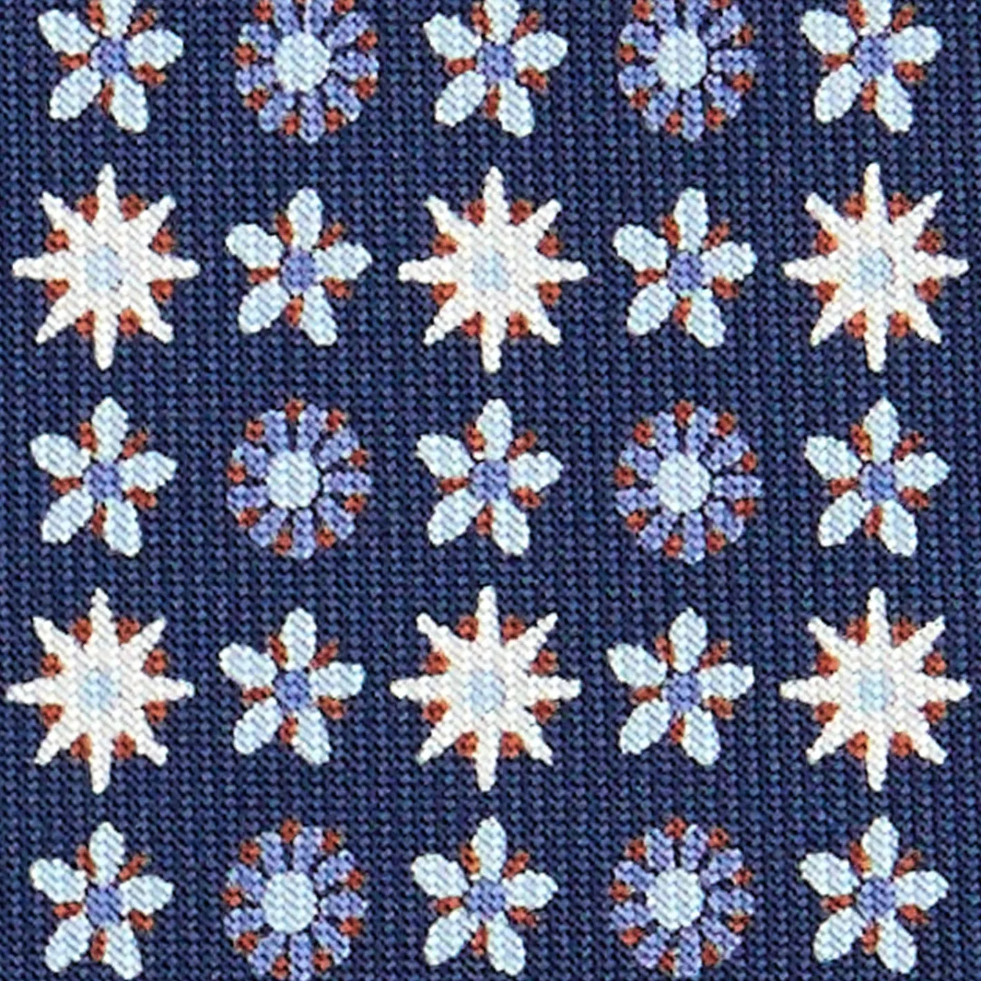 E.Marinella CRAVATTA SARTORIALE CLASSICA IN SETA BLU SCURO Microfantasia fiore