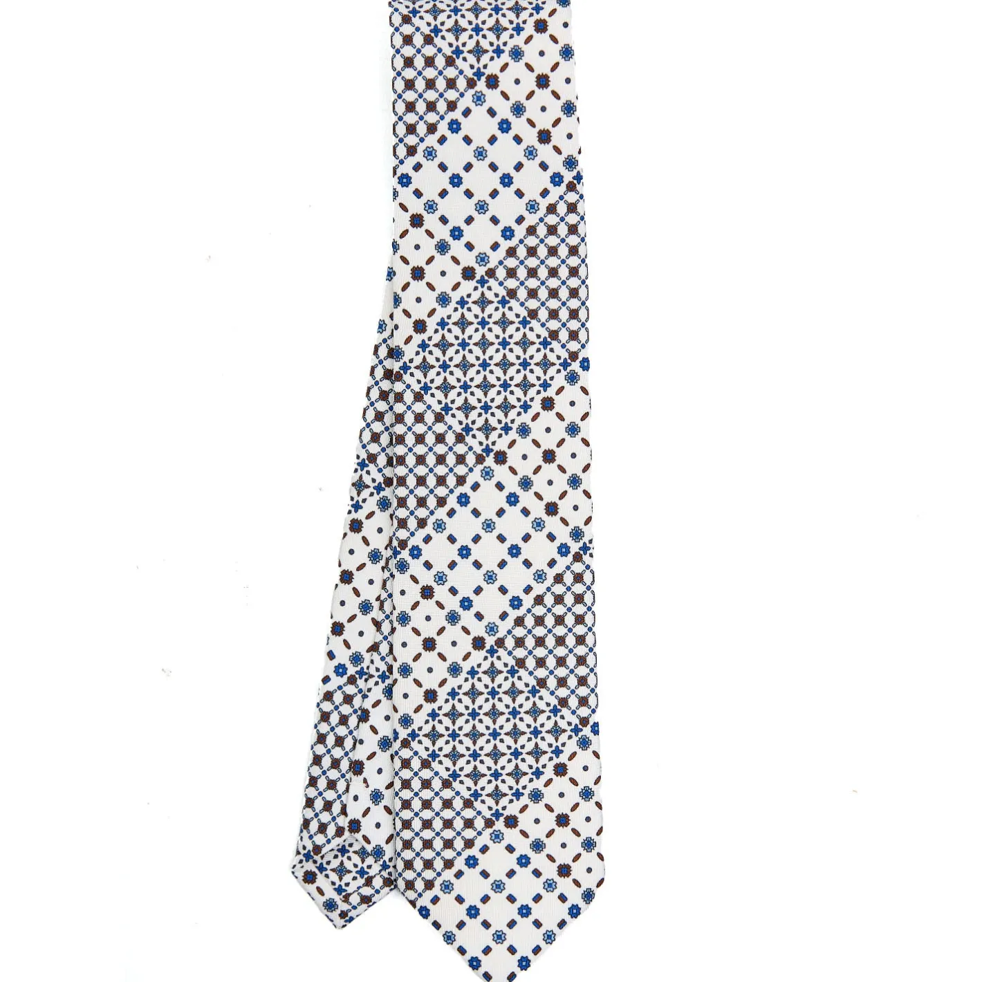E.Marinella CRAVATTA SARTORIALE CLASSICA IN SETA BIANCA Patchwork Sale
