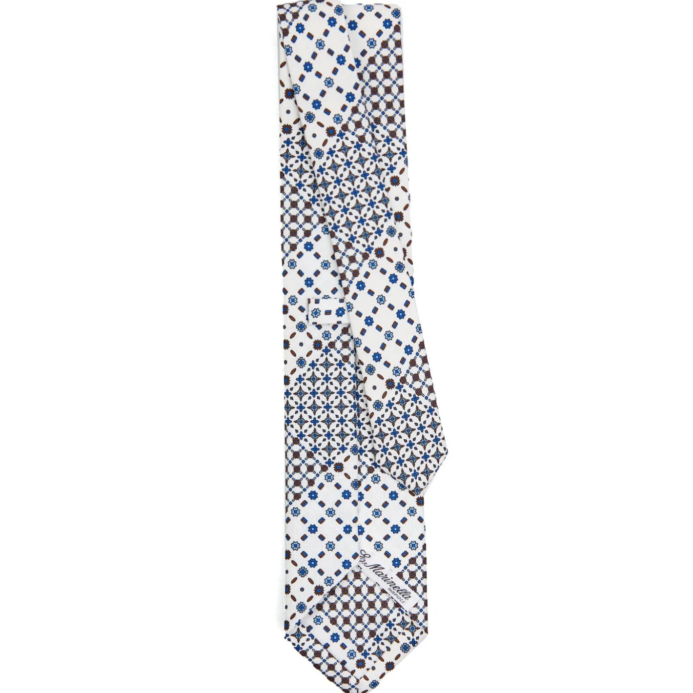 E.Marinella CRAVATTA SARTORIALE CLASSICA IN SETA BIANCA Patchwork Sale