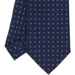 E.Marinella CRAVATTA SARTORIALE CLASSICA IN SETA BLU SCURO Microfantasia fiore Best
