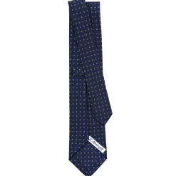 E.Marinella CRAVATTA SARTORIALE CLASSICA IN SETA BLU SCURO Microfantasia fiore Best