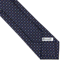 E.Marinella CRAVATTA SARTORIALE CLASSICA IN SETA BLU SCURO Microfantasia fiore Clearance