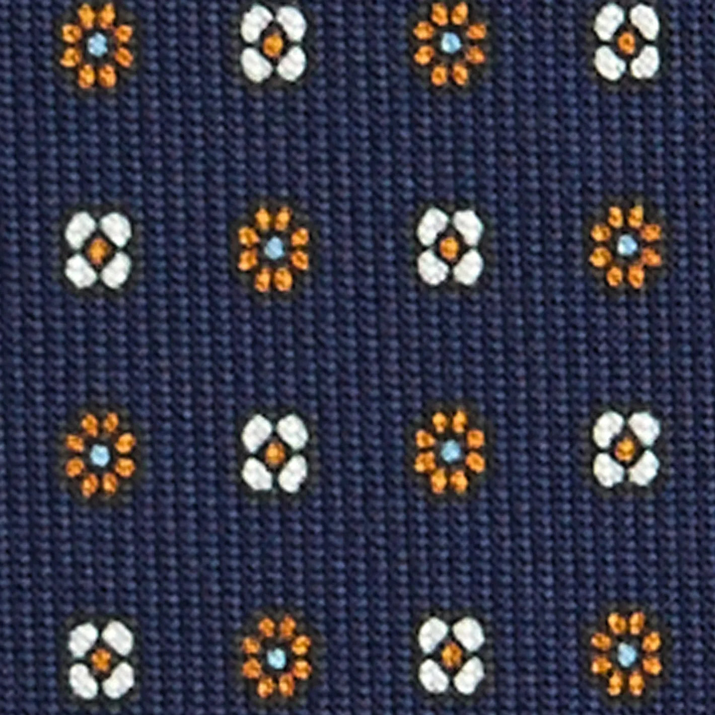 E.Marinella CRAVATTA SARTORIALE CLASSICA IN SETA BLU SCURO Microfantasia fiore Clearance