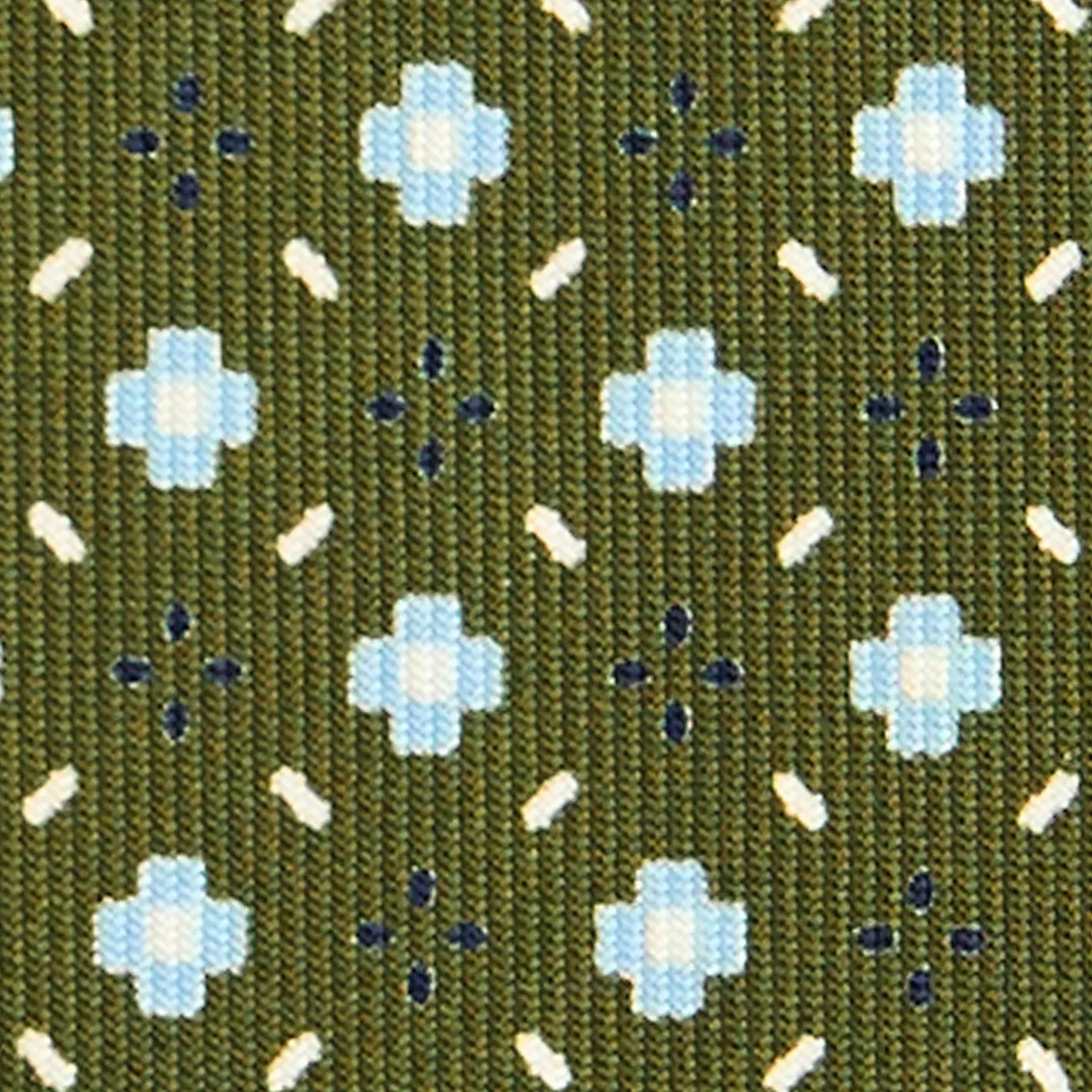 E.Marinella CRAVATTA SARTORIALE CLASSICA IN SETA VERDE OLIVA Microfantasia fiore Outlet