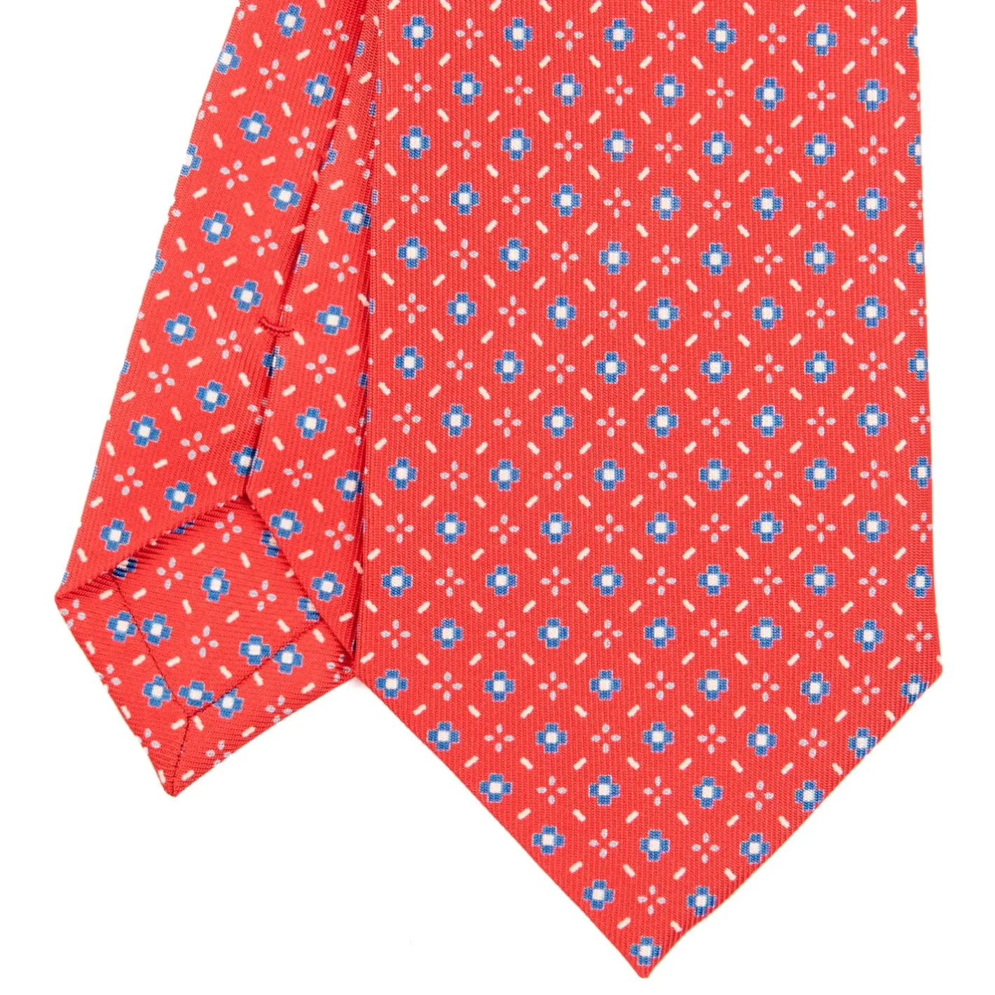 E.Marinella CRAVATTA SARTORIALE CLASSICA IN SETA ROSSA Microfantasia fiore Discount