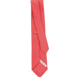 E.Marinella CRAVATTA SARTORIALE CLASSICA IN SETA ROSSA Microfantasia fiore Discount