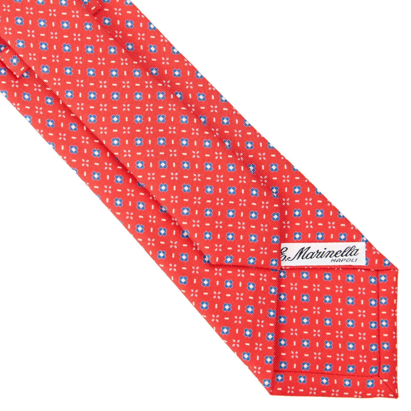E.Marinella CRAVATTA SARTORIALE CLASSICA IN SETA ROSSA Microfantasia fiore Discount