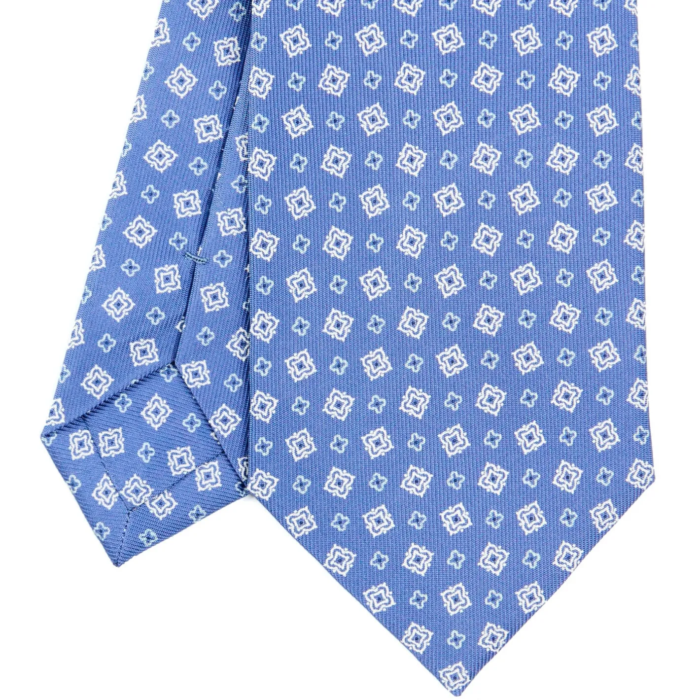E.Marinella CRAVATTA SARTORIALE CLASSICA IN SETA AZZURRO POLVERE Microfantasia fiore