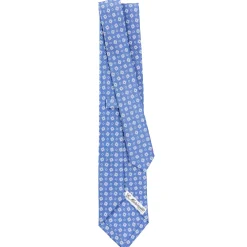 E.Marinella CRAVATTA SARTORIALE CLASSICA IN SETA AZZURRO POLVERE Microfantasia fiore