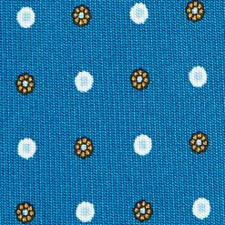 E.Marinella CRAVATTA SARTORIALE CLASSICA IN SETA BLU MEDIO Microfantasia fiore New