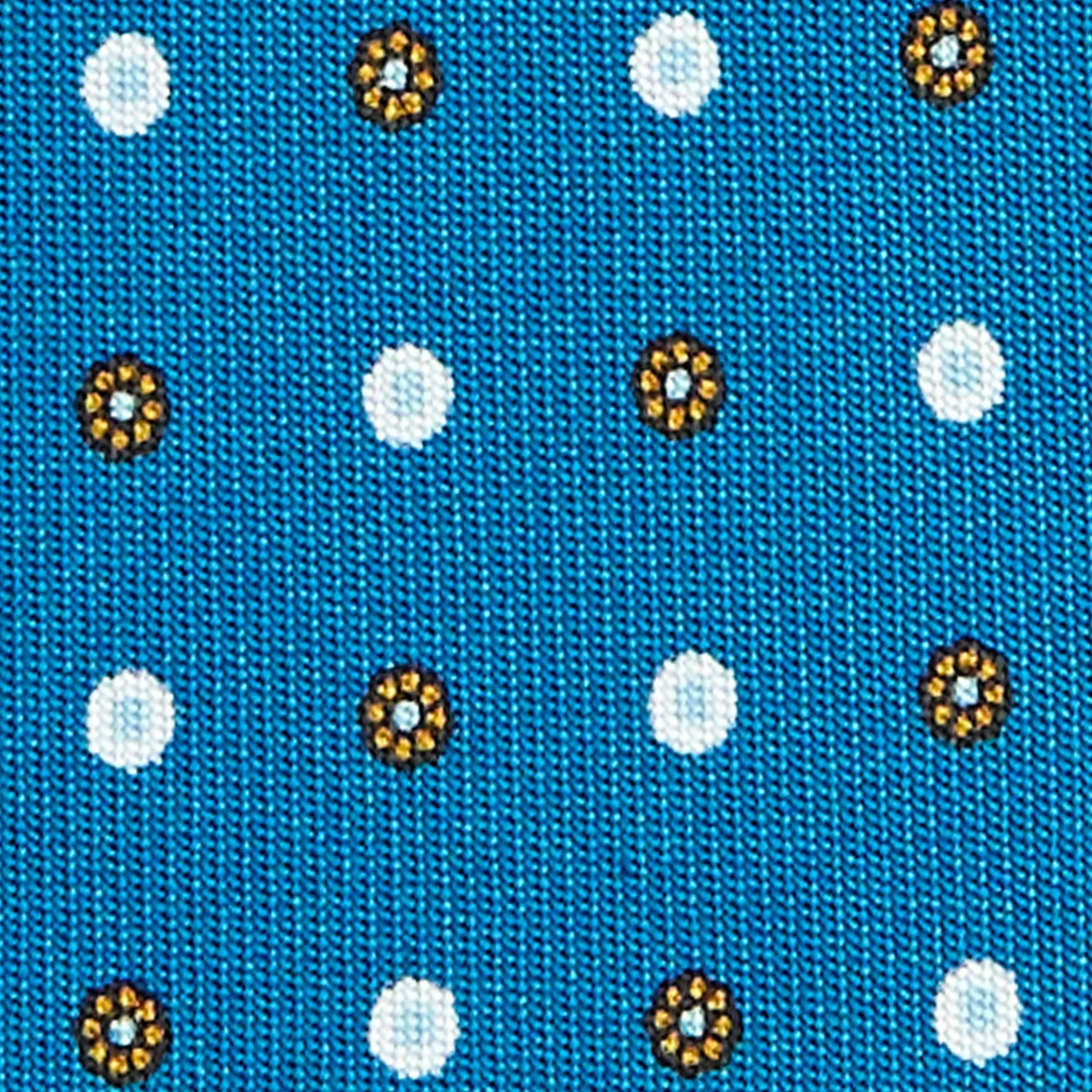 E.Marinella CRAVATTA SARTORIALE CLASSICA IN SETA BLU MEDIO Microfantasia fiore New