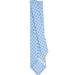 E.Marinella CRAVATTA SARTORIALE CLASSICA IN SETA AZZURRO Microfantasia fiore