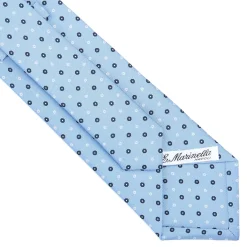 E.Marinella CRAVATTA SARTORIALE CLASSICA IN SETA AZZURRO Microfantasia fiore