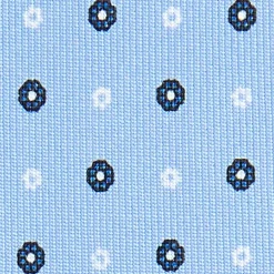 E.Marinella CRAVATTA SARTORIALE CLASSICA IN SETA AZZURRO Microfantasia fiore