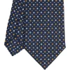 E.Marinella CRAVATTA SARTORIALE CLASSICA IN SETA BLU SCURO Microfantasia fiore