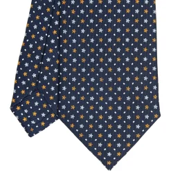 E.Marinella CRAVATTA SARTORIALE CLASSICA IN SETA BLU SCURO Microfantasia fiore