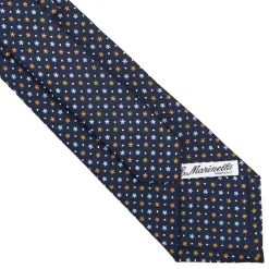 E.Marinella CRAVATTA SARTORIALE CLASSICA IN SETA BLU SCURO Microfantasia fiore