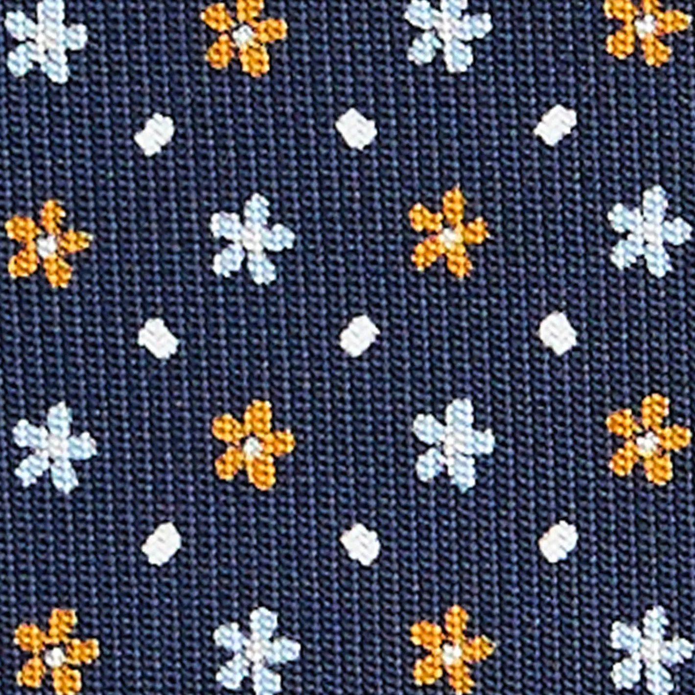 E.Marinella CRAVATTA SARTORIALE CLASSICA IN SETA BLU SCURO Microfantasia fiore