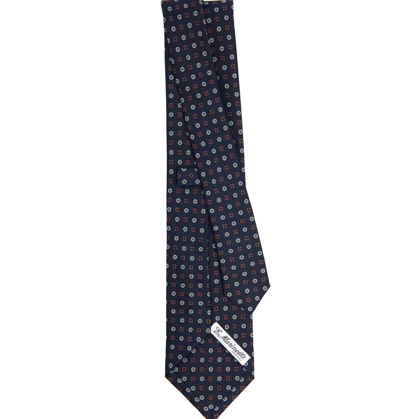 E.Marinella CRAVATTA SARTORIALE CLASSICA IN SETA BLU SCURO Microfantasia fiore Online