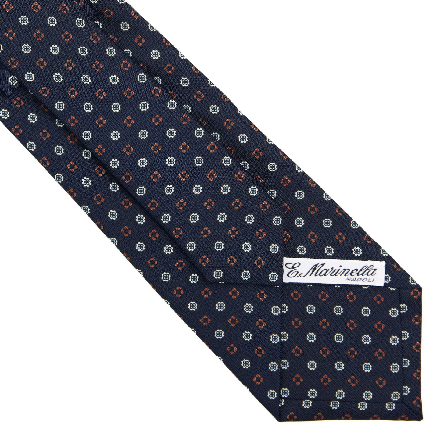E.Marinella CRAVATTA SARTORIALE CLASSICA IN SETA BLU SCURO Microfantasia fiore Online