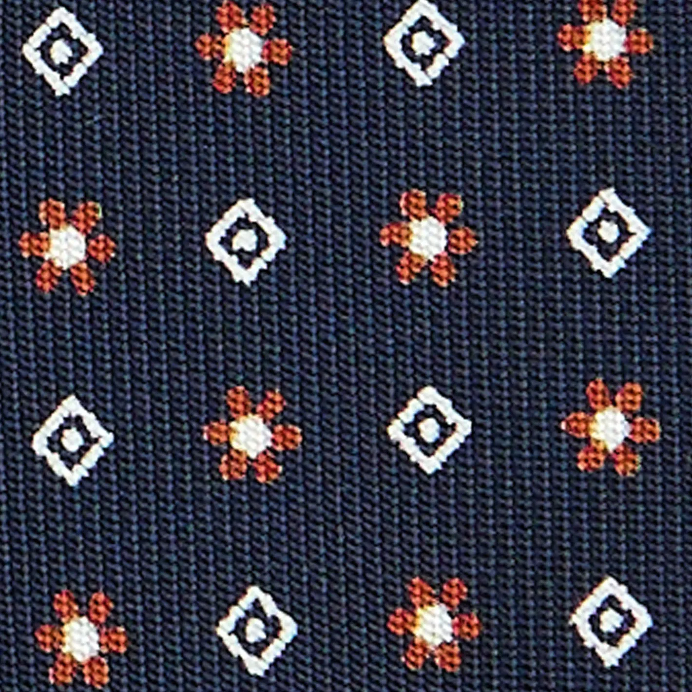 E.Marinella CRAVATTA SARTORIALE CLASSICA IN SETA BLU SCURO Microfantasia fiore