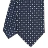 E.Marinella CRAVATTA SARTORIALE CLASSICA IN SETA BLU SCURO Microfantasia fiore Best